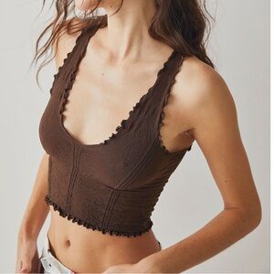 Free People Lettuce Edge Brown Cami Size M/L